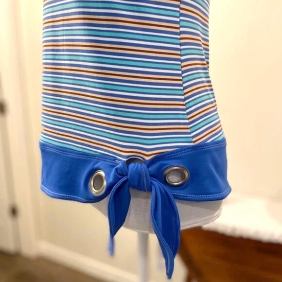 Beach House striped halter tankini with side grommet tie. Women's size 12 - Picture 4 of 6